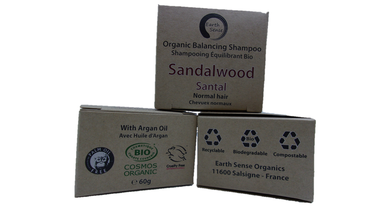 Organic Certified Balancing Solid Shampoo - Sandalwood - Normal & all Hair Types 60g - Earthsenseorganics