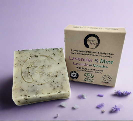 Organic Certified Solid Soap - Lavender & Mint with Shredded Mint Leaves 90g