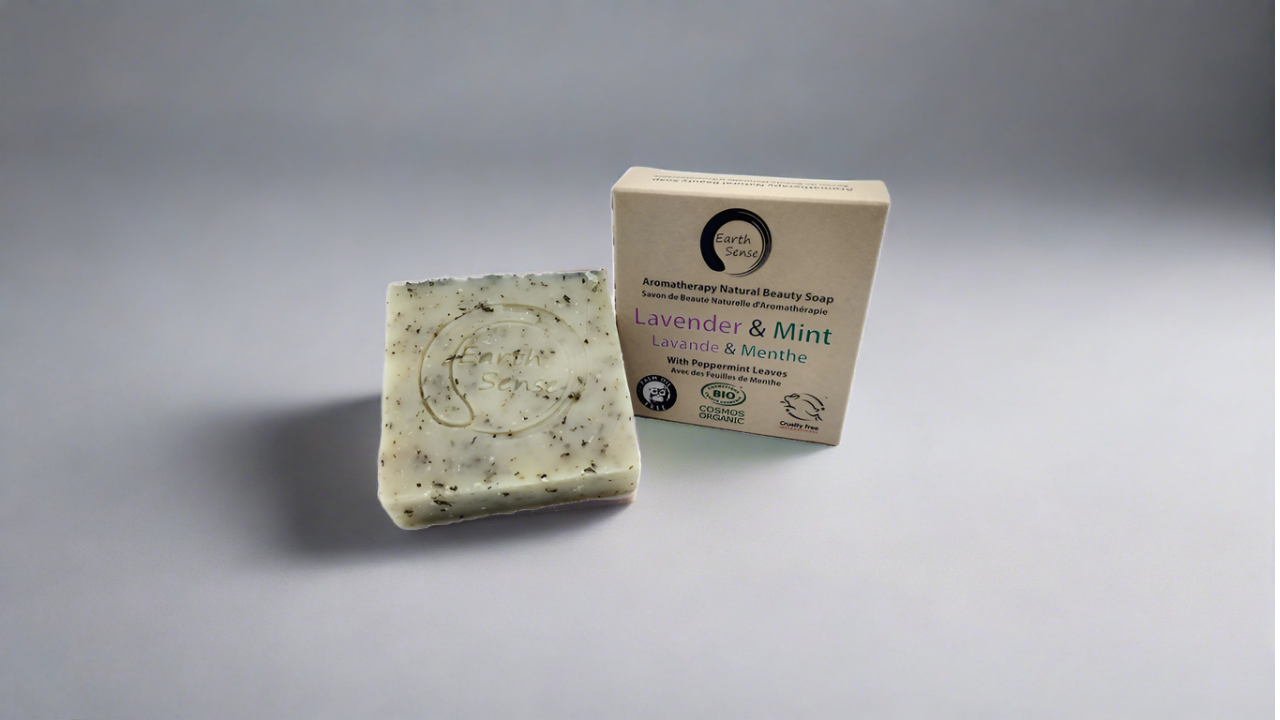 Organic Certified Solid Soap - Lavender & Mint with Shredded Mint Leaves 90g