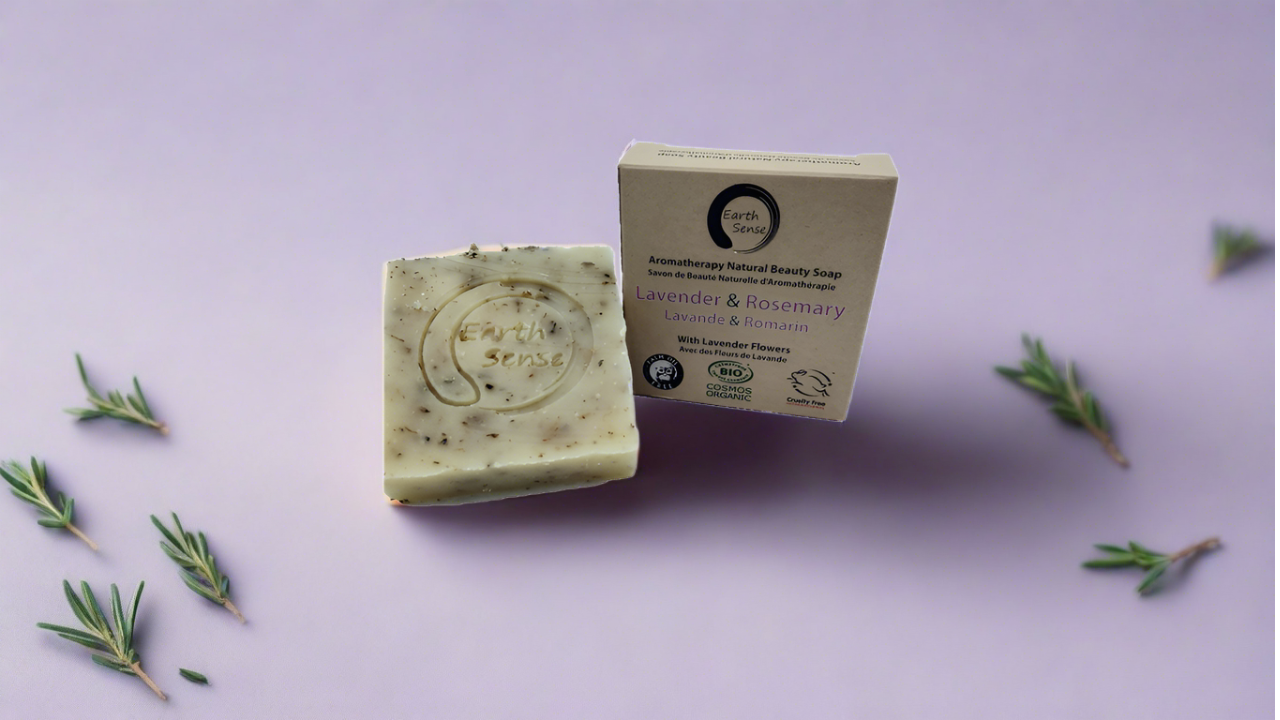 Savon Solide Certifié Bio - Lavande & Romarin aux fleurs de Lavande 90g