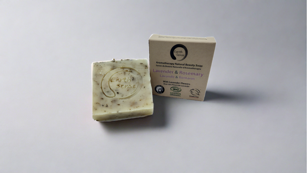Savon Solide Certifié Bio - Lavande & Romarin aux fleurs de Lavande 90g