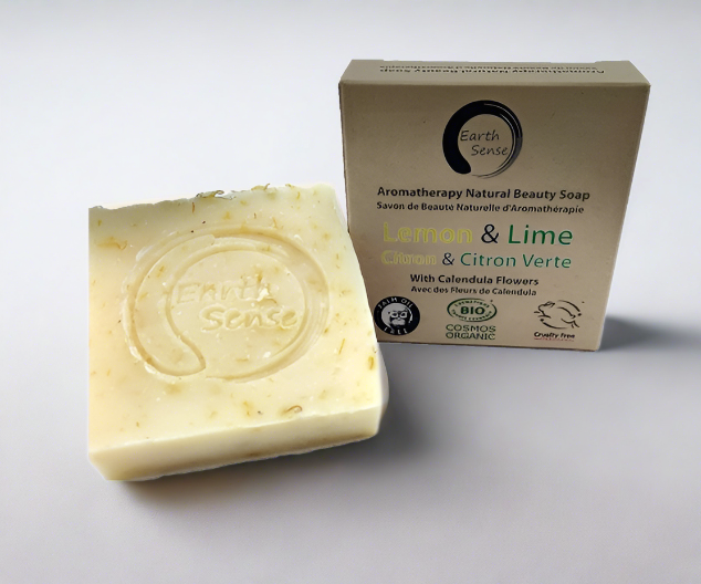 Organic Certified Solid Soap - Lemon & Lime with Calendula Flowers 90g