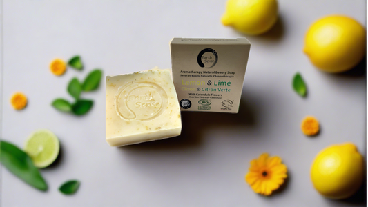 Organic Certified Solid Soap - Lemon & Lime with Calendula Flowers 90g