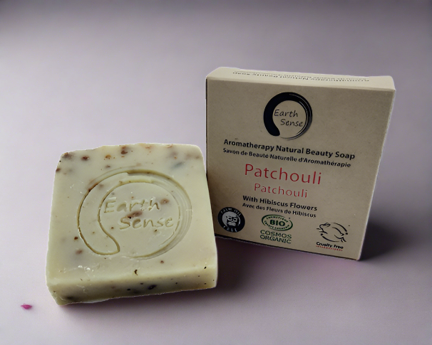 Organic Certified Solid Soap - Patchouli with Hibiscus Flowers 90g
