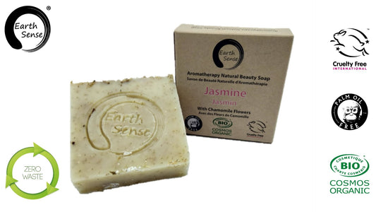 Organic Certified Solid Soap - Jasmine with Chamomile Flowers 90g - Earthsenseorganics