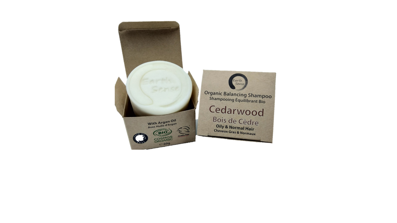 Organic Certified Solid Shampoo 60g - Cedarwood - Oily & All Hair Types - Earthsenseorganics