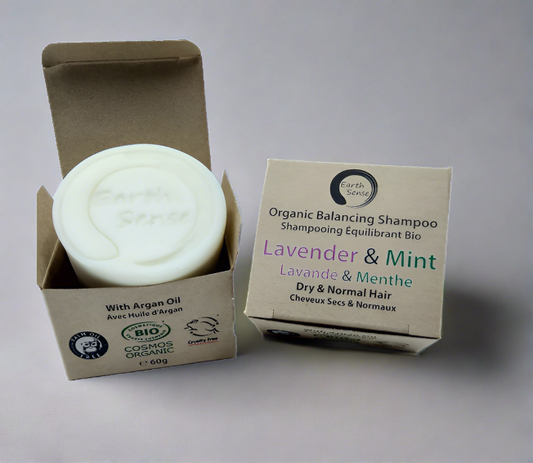 Organic Certified Balancing Solid Shampoo - Lavender & Mint - Dry & all Hair Types 60g
