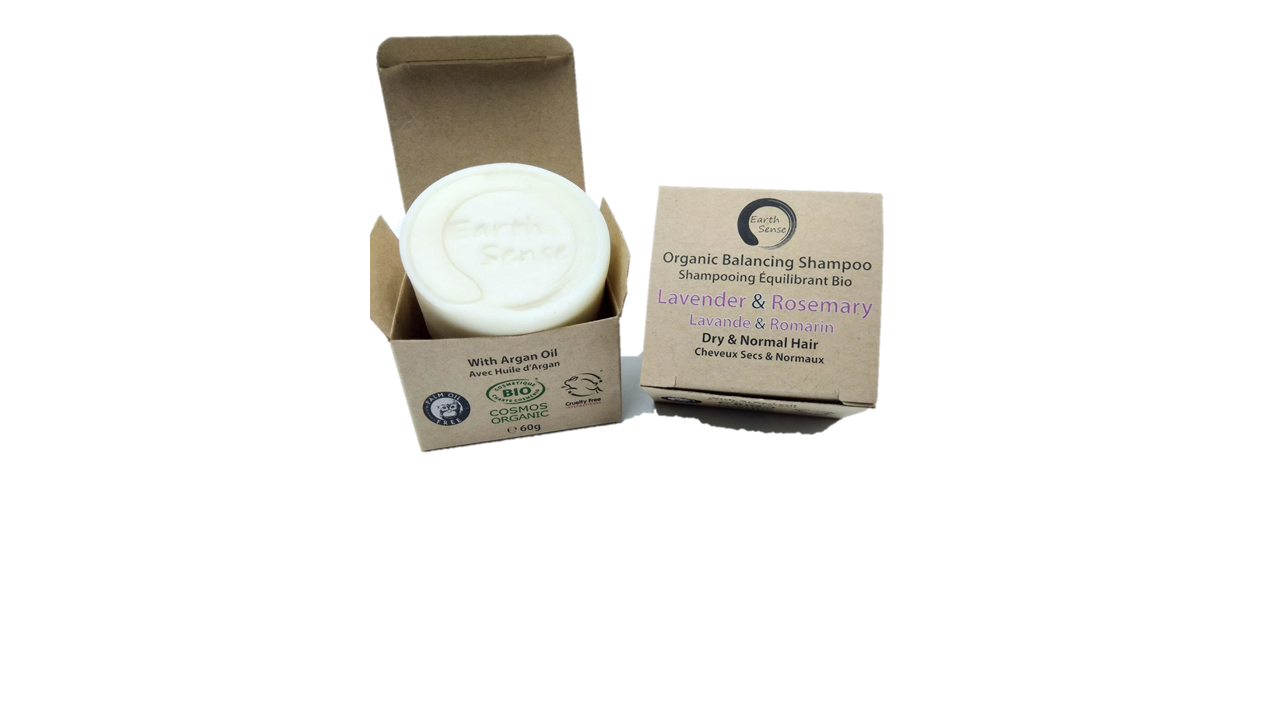 MINI BUNDLE - 4 x 60g Organic Certified Solid Shampoo - Lavender & Rosemary - Dry & all Hair Types - Earthsenseorganics