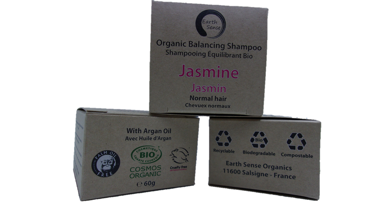 Organic Certified Balancing Solid Shampoo - Jasmine - Normal & all Hair Types 60g - Earthsenseorganics