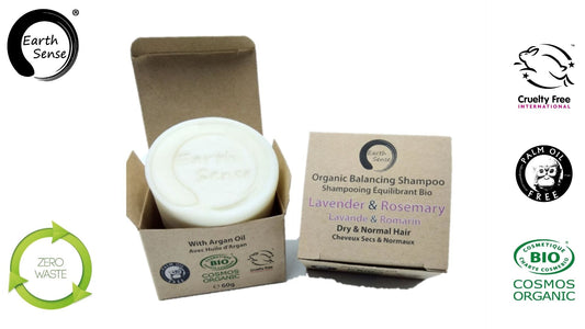 MINI BUNDLE - 4 x 60g Organic Certified Solid Shampoo - Lavender & Rosemary - Dry & all Hair Types - Earthsenseorganics