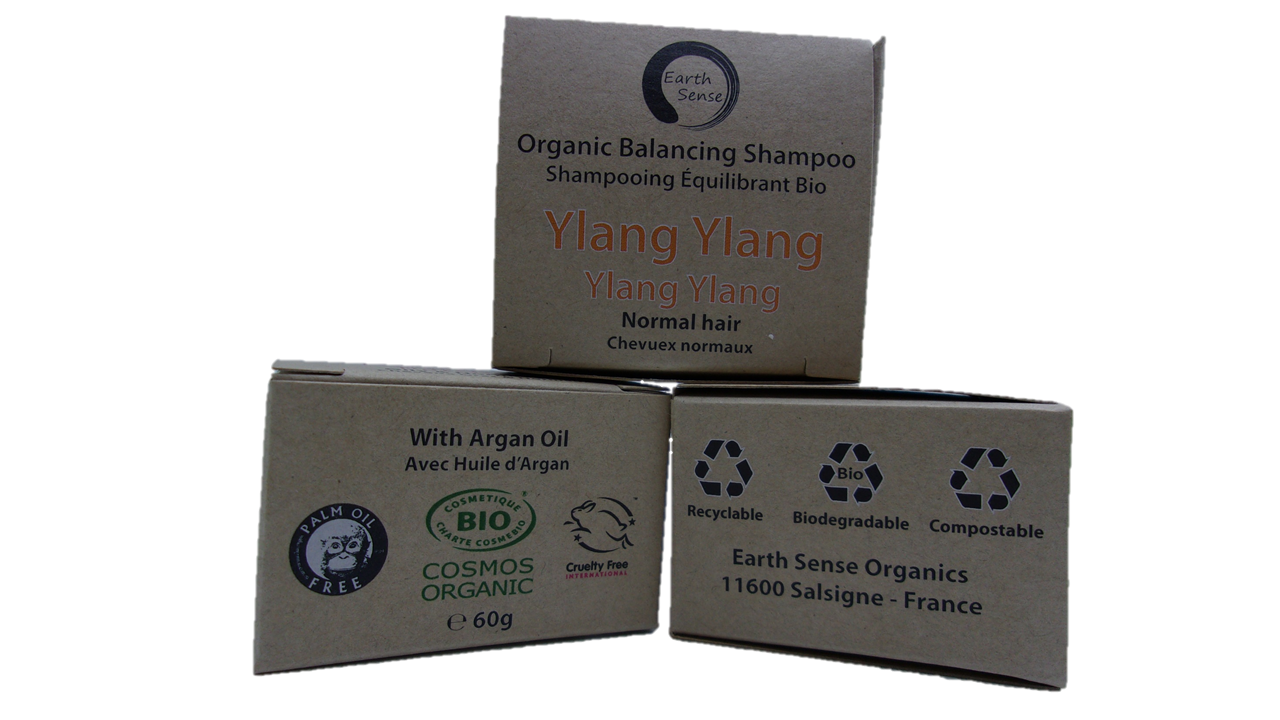 Organic Certified Balancing Solid Shampoo - Ylang Ylang - Normal & all Hair Types 60g - Earthsenseorganics