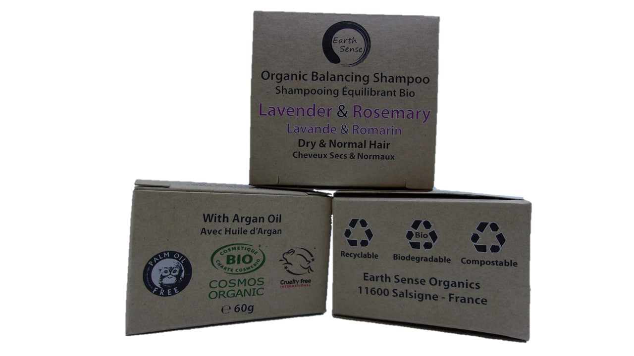 Organic Certified Balancing Solid Shampoo - Lavender & Rosemary - Dry & all Hair Types 60g