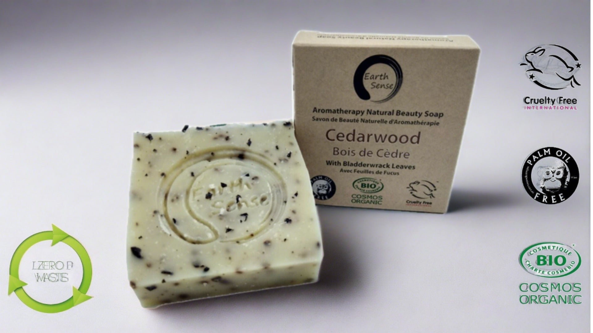Organic Certified Solid Soap - Cedarwood with Bladderwrack 90g - Earthsenseorganics