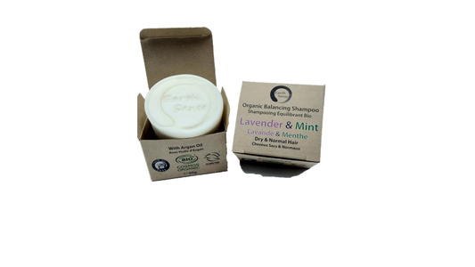 Organic Certified Balancing Solid Shampoo - Lavender & Mint - Dry & all Hair Types 60g