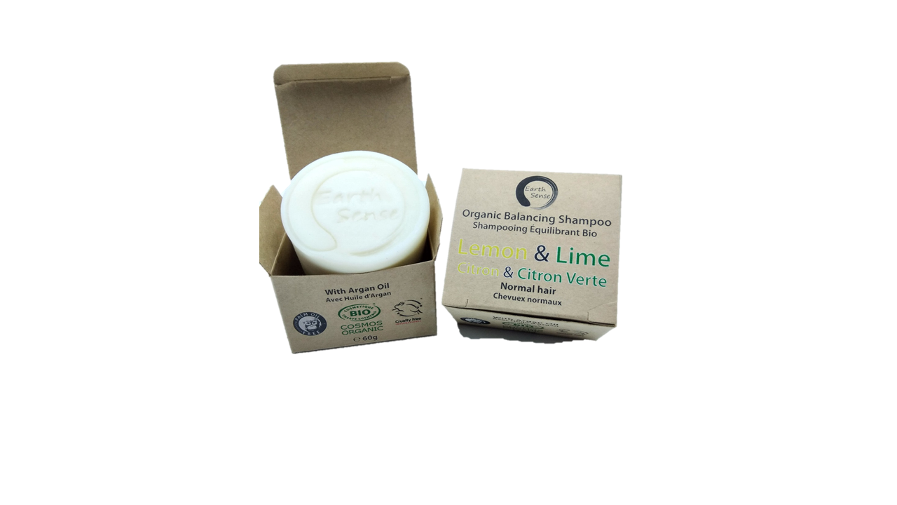 Organic Certified Balancing Solid Shampoo - Lemon & Lime - Normal & all Hair Types 60g - Earthsenseorganics